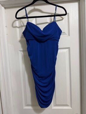 Emerald Sundae Royal Blue Cowl-Neck Mini Dress